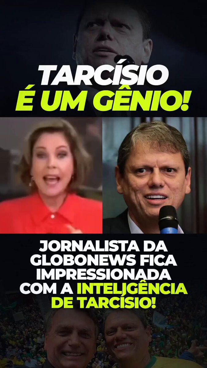 🚨GÊNIO: Tarcísio Gomes de Freitas é um engenheiro, ex-militar e político brasileiro, filiado ao Republicanos e atual governador do estado de São Paulo desde 2023. Foi ministro da Infraestrutura de 2019 a 2022 no governo Jair Bolsonaro, bem como diretor-geral do