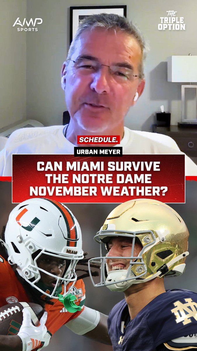 Urban Myer and Mark Ingram think the cold weather is going to affect the Miami Hurricanes Nov 7 against Notre Dame! โThat November weather different for them down south boys. They are going to be up there shiveringโ ๐คซ