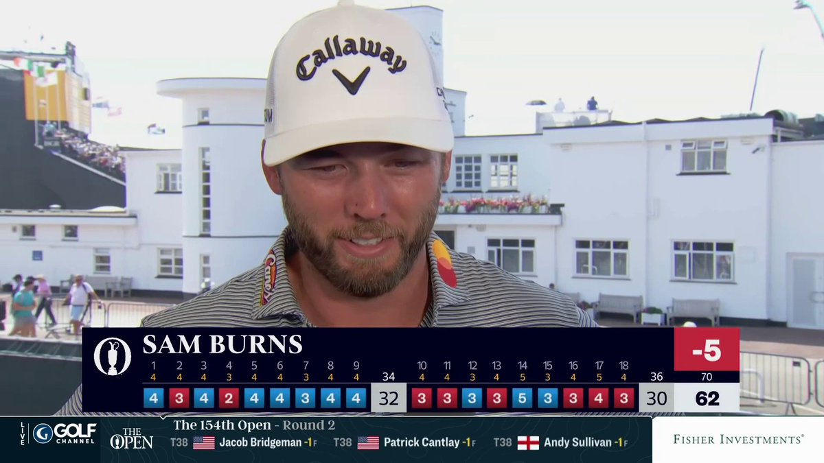 Sam Burns tied the lowest round in men's major history with a 62 on Friday at The Open ✍️ He summed up his historic day with Rex Hoggard ⬇️