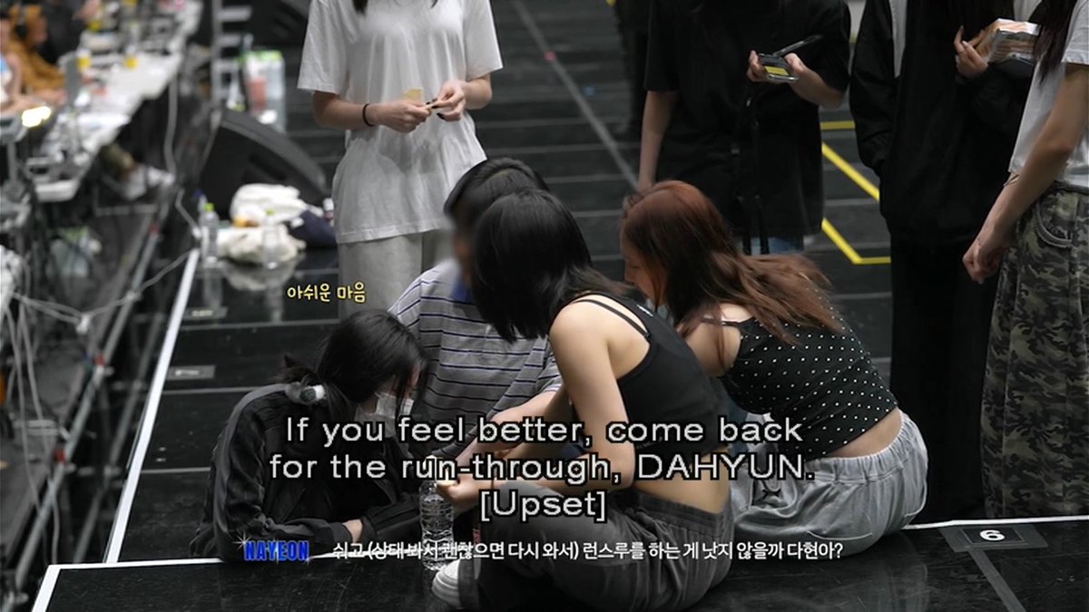 The girls checking on Dahyun when she was sick during practice for the tour 🥺