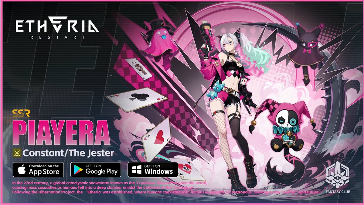 Character PV - Piayera：Veiled Charade #Character PV #Piayera “I’ve got a plan! First, I’ll fire a shot into the air, then wait for that big idiot on the other side to drop dead… That’s how luck works!” #EtheriaRestart