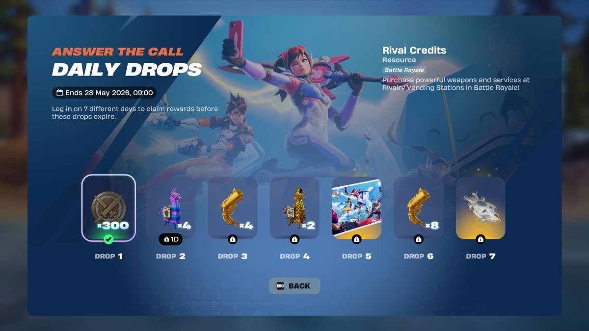 🎁 EM BREVE — A Epic Games está desenvolvendo uma aba de Recompensas Diárias por Login para o Fortnite! Bastará entrar no jogo diariamente e resgatar o drop do dia, que pode incluir Níveis, Cosméticos, Lhamas no Salve o Mundo e mais, até que a sequência expire. 🎥 Hybrid