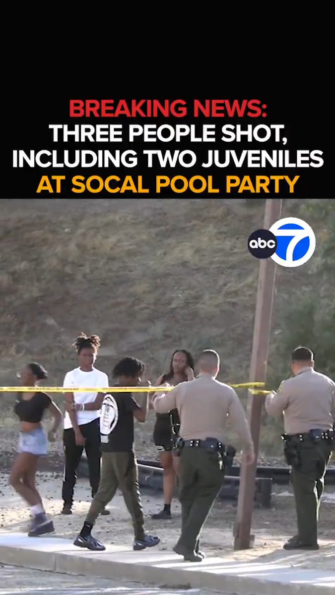 #BREAKING: Deputies and paramedics race to a Palmdale apartment complex after gunfire erupts at a pool party. 3 people, including 2 juveniles are shot. Investigators say the gunman showed up to the party and opened fire. The conditions of those wounded - Tonight at 11 from ABC7.