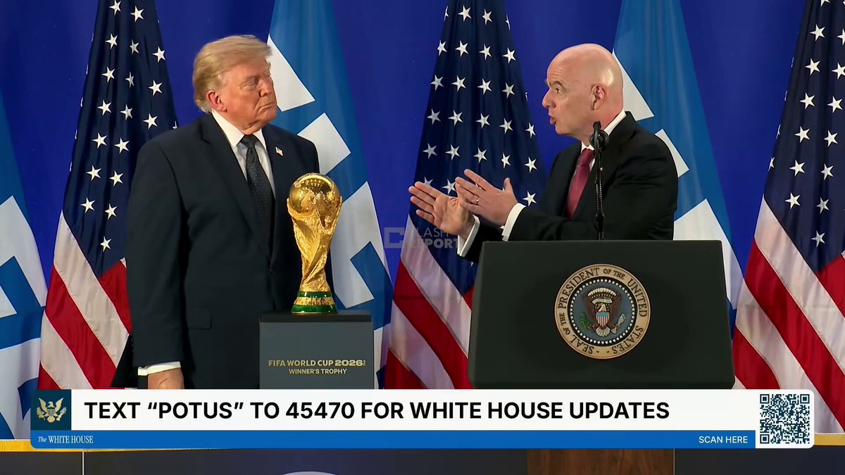 ⚽️ | MUNDIAL 2026: Presidente de la FIFA Infantino: “Hemos sido el proveedor oficial de felicidad para la humanidad durante 120 años. Así que traemos alegría y felicidad.” Trump: “Siempre y cuando tu equipo no pierda.” Infantino: “Siempre y cuando el equipo no pierda, por supuesto.” Trump: “Entonces no están muy felices.”