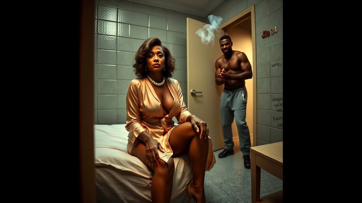 Mrs Letty’s son who is doing a 1 year bid got in some gambling debt behind bars &amp; they threatened his life. The only way his Opps would spare him, is if he could smash her. She was once his schoolteacher that he had a crush on. Reluctantly she agrees. #ebonymilf #cnckink #NSFWAI