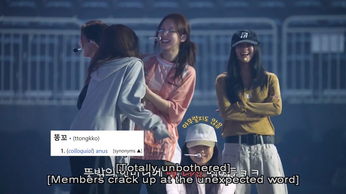 TWICE all laughing at Tzuyu saying "don't go" but it sounded like "ddong-ggo" a childish slang for butthole 😭😭