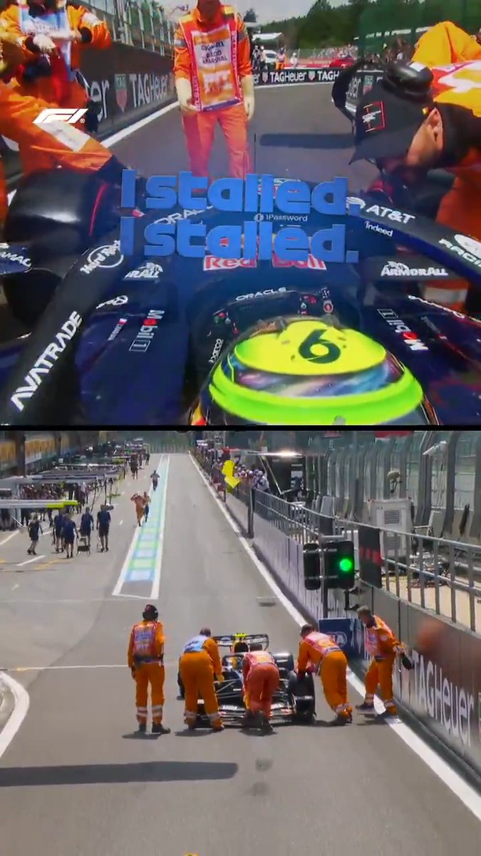 📻 "No power" Hadjar stalls at the pit exit but help is at hand! 💪 #F1 #BelgianGP