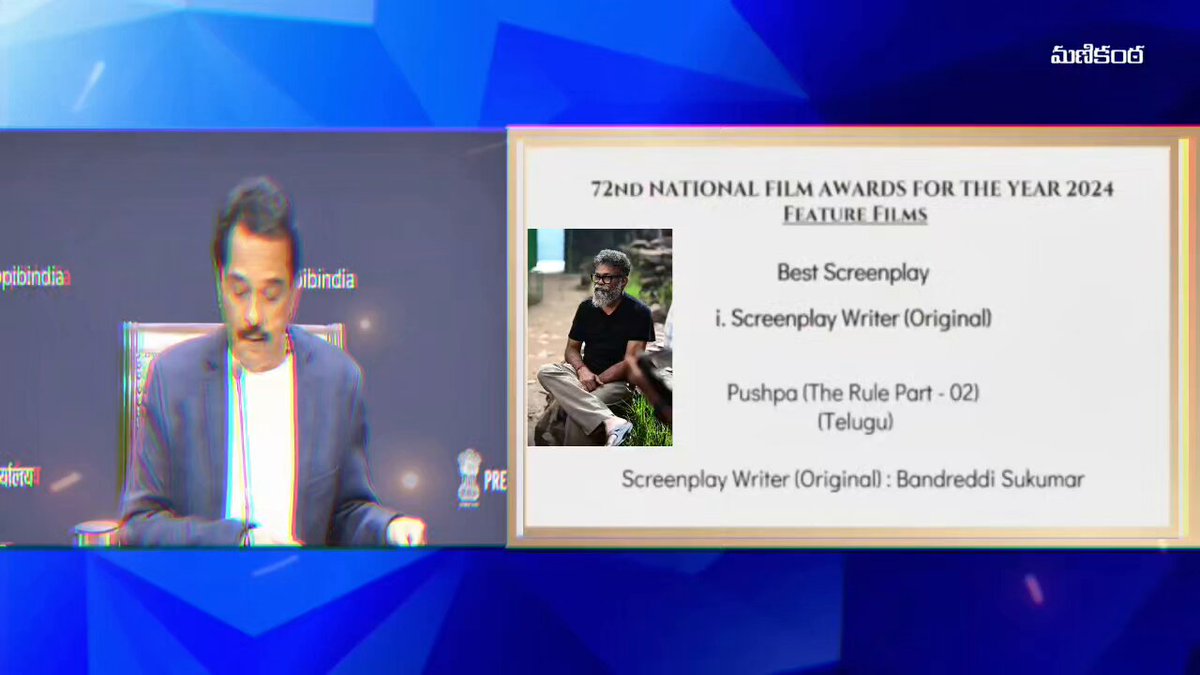 Best Screenplay Writer 🏆 Sukumar - Pushpa 2 The Rule 🔥 Sukumar u deserved it man! #72ndNationalAwards