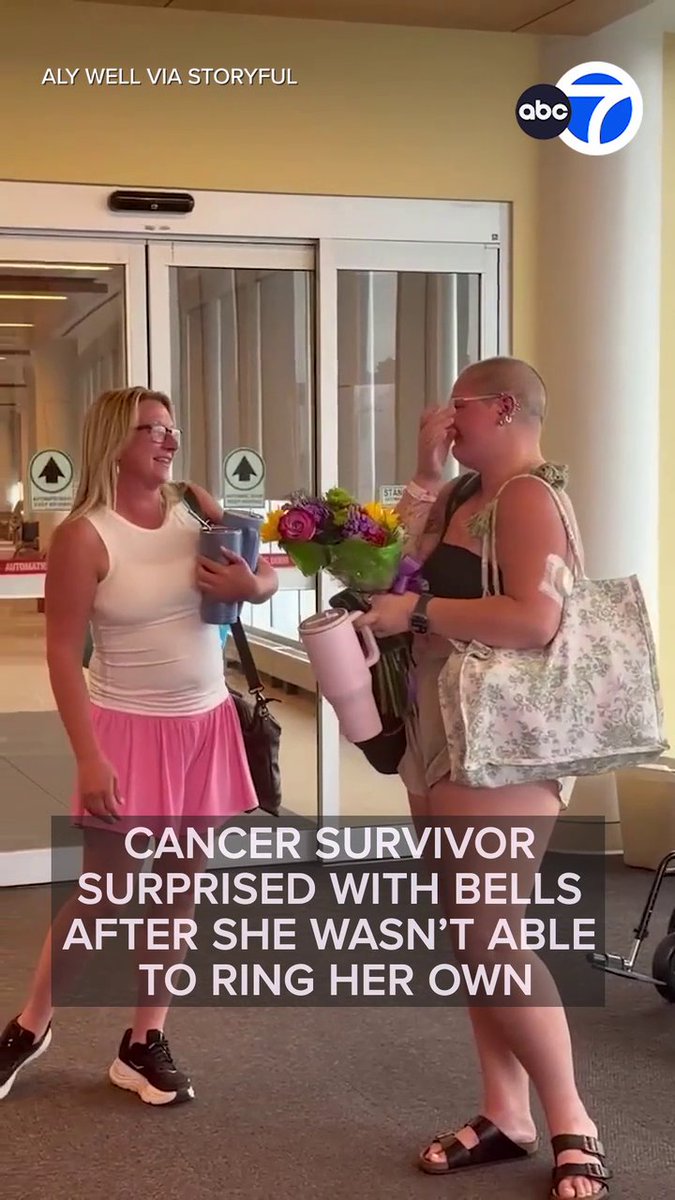 Aly Well, a 19-year-old who just completed her last round of chemotherapy, was unable to ring an end-of-treatment bell, so family and friends showed up to ring one for her. 💕
