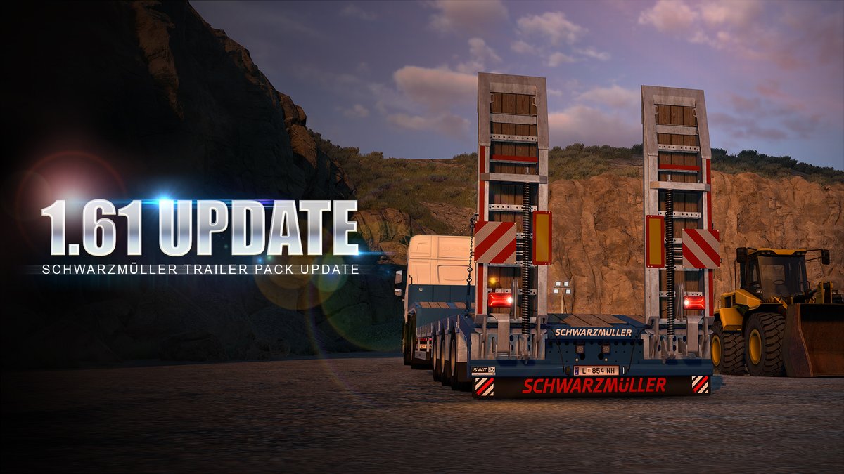 The Schwarzmüller Trailer Pack is getting an update! 🚛 In the upcoming 1.61 update for Euro Truck Simulator 2, we're introducing a complete rework of the low loader trailer & its accessories, inspired by Schwarzmüller's latest designs 🙌 See more:
