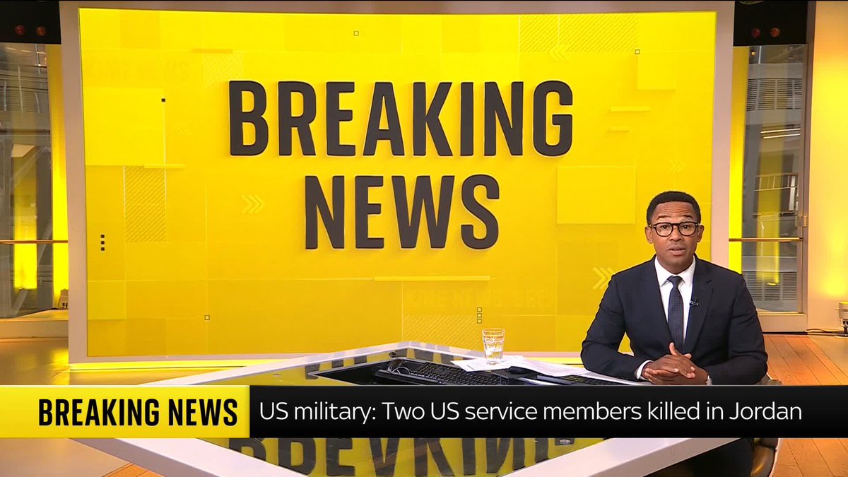 BREAKING: Two U.S. troops dead and one missing following attack in Jordan 📺 Sky 501, Virgin 602, Freeview 233 and YouTube 