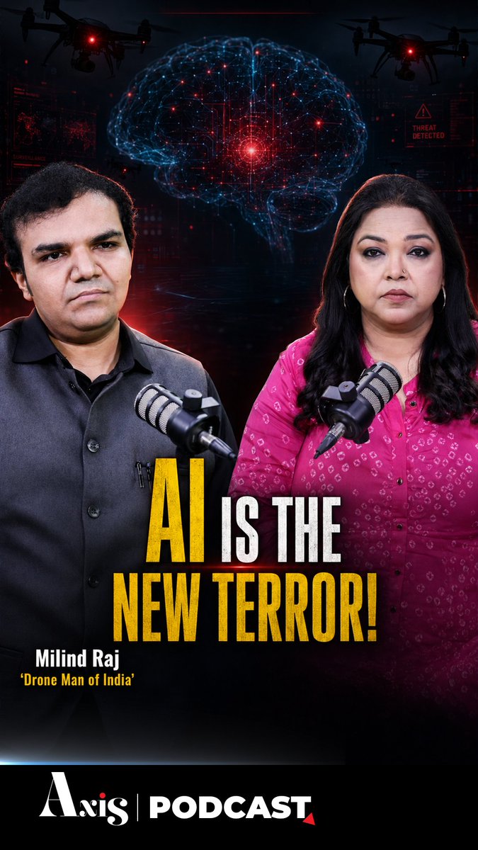India's drone man Milind Raj warns: AI is the deadliest new terror weapon | Axis Podcast In this powerful conversation on Axis Podcast, Milind Raj tells Aditi Prasad why he chose to build his dream from #Lucknow, why "Nation First" is more than just a slogan, and why no amount of money can make him leave #India. He also delivers a chilling warning about the future of warfare, saying the biggest threat is no longer bombs or bullets—but #AI-powered psychological warfare that can manipulate minds. Aditi Prasad Watch the full interview here: