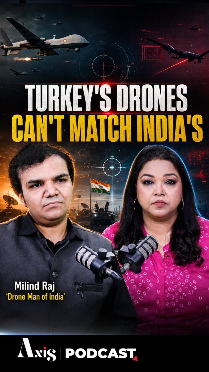 'We're ahead of Turkey & closing in on the world's best': India's Drone Man Milind Raj | Axis Podcast In this explosive Axis Podcast conversation with Aditi Prasad, Milind Raj says #India's defence technology has already crossed 8.5 out of 10 and is rapidly approaching the world's best. He explains why future wars will be dominated by #drones and #AI instead of tanks and fighter jets, why #Turkey's drone systems no longer impress him, and why China's biggest opportunity lies in cyber warfare. Aditi Prasad Watch the full interview here: