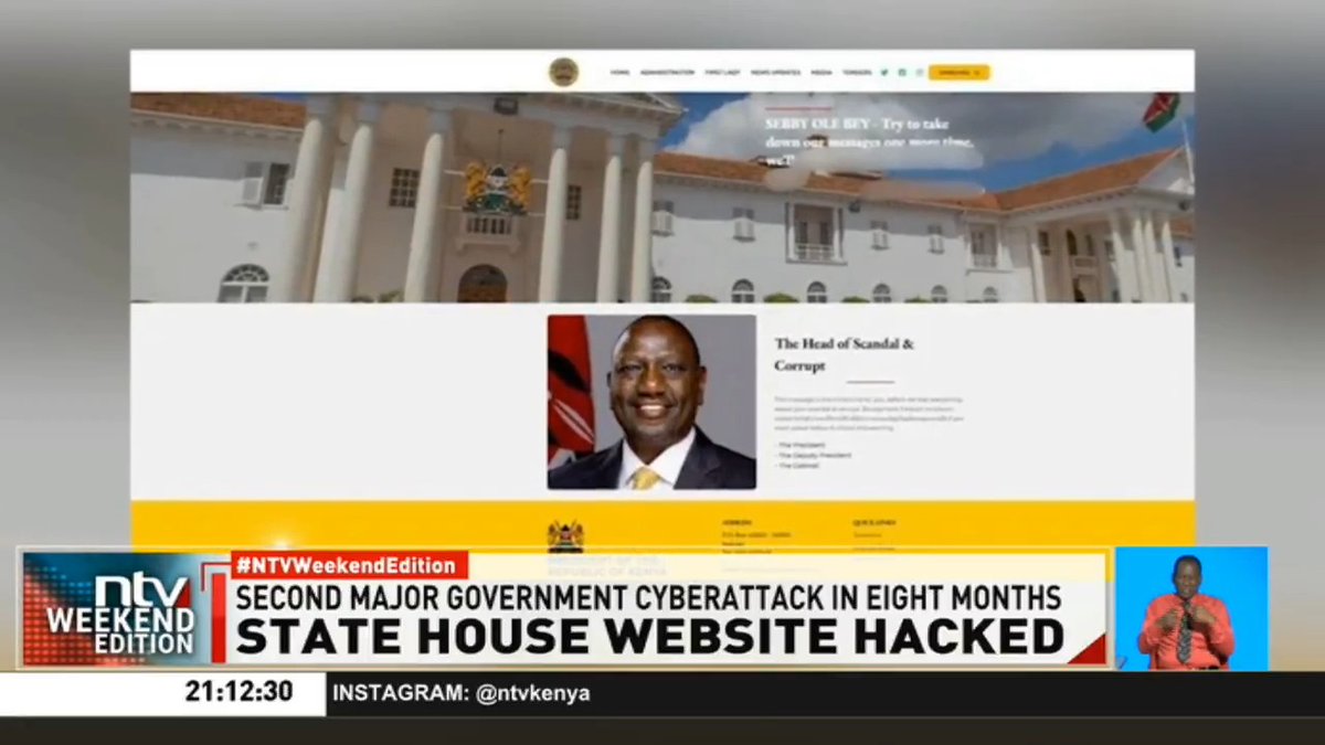 State House website hacked President William Ruto's official website, was today hacked in what is emerging as one of the most brazen cyberattacks targeting a government platform in recent years. #NTVWeekendEdition Michelle Ngele-Odhiambo