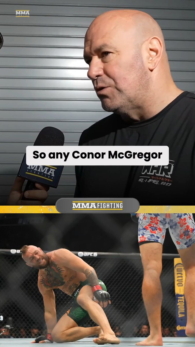 Dana White says it's "not worth talking about" Conor McGregor's future so soon after his injury at #UFC329: "He is absolutely getting knee surgery. … So any Conor McGregor questions or rematch questions don't make sense." (🎥 José Youngs)
