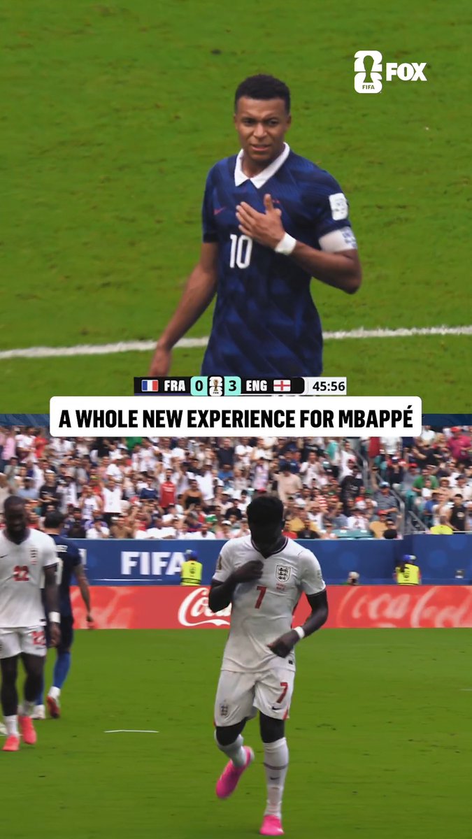 Mbappé reacts as England takes a 4-0 lead over France