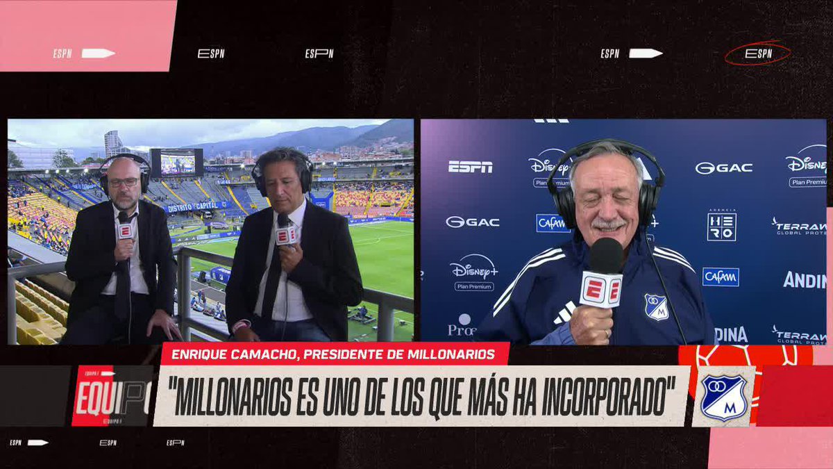 “Tenemos una deuda con la afición” El presidente de Millonarios, Enrique Camacho, explicó la llegada de los nuevos refuerzos y habló de las expectativas para el segundo semestre. 📺 Mira el amistoso internacional por ESPN en el Plan Premium de #disneyplusla