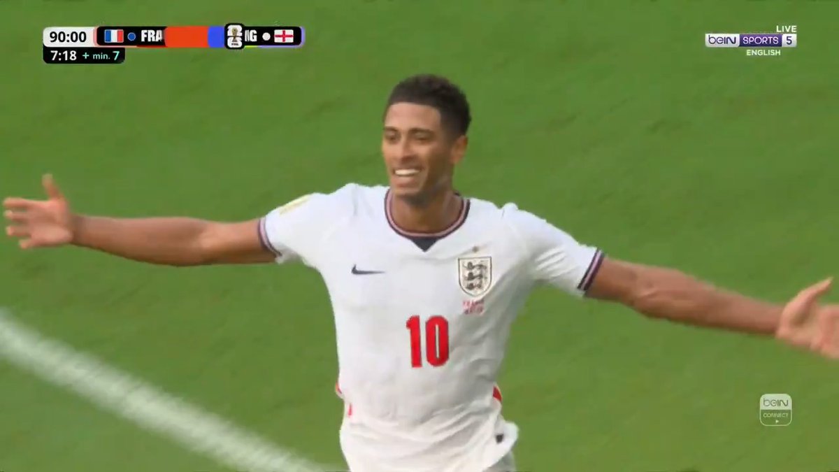 GOAL! This game has been absolute madness! Jude Bellingham scores a stunning solo goal to seal the victory for England. 🇫🇷 France 4-6 England 🏴󠁧󠁢󠁥󠁮󠁧󠁿 #FIFAWorldCup | #England