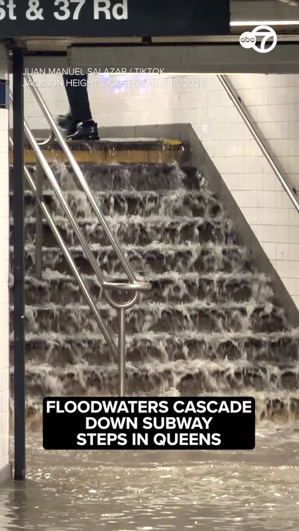 Heavy rain events are hitting us more and more often. We really need a subway system that can handle it without flooding. (This is today in the Jackson Heights-Roosevelt Av station)