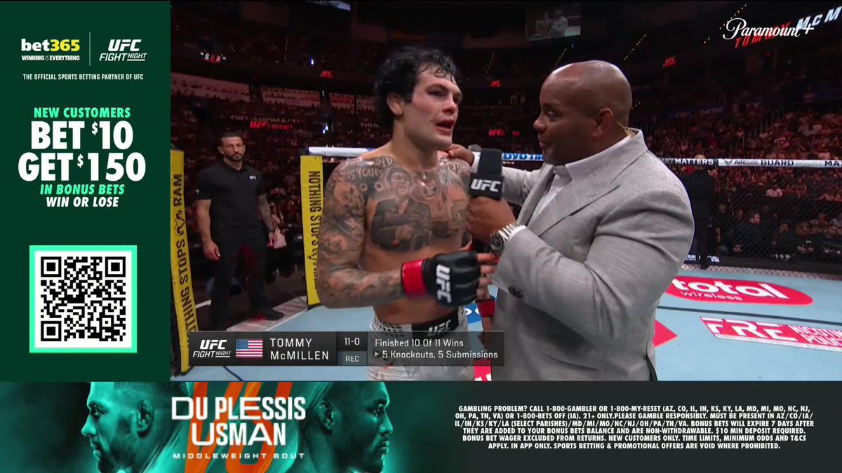 Tommy McMillen going absolutely insane in his post fight interview tonight 😭 “I’m the real American gangster, I KNOCKED AN ITALIAN OUT FOR $100K, I JUST KNOCKED OUT A VENEZULEAN FOR $100K, UNCLE DANA, SEND ME A MOTHER F**KING MEXICAN IN ARIZONA!”