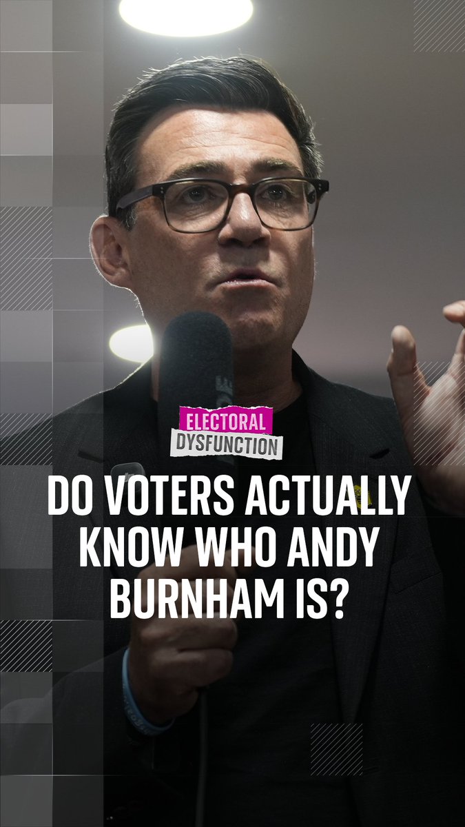 Polls suggest that most voters don't have an opinion on the soon-to-be prime minister Andy Burnham. Sky News' election analyst Rob Ford says that could be because many just don’t know who he is. 🎧Listen to Electoral Dysfunction in full: