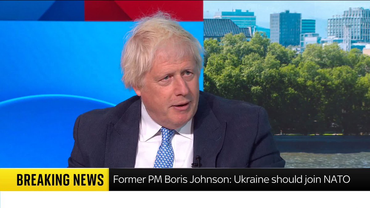 🗣️'Ukraine should join NATO.' Boris Johnson tells Sky's Trevor Phillips that 'we have made a mistake about not being clear about the final status of Ukraine. I don't think Putin will desist until he thinks it is game over'