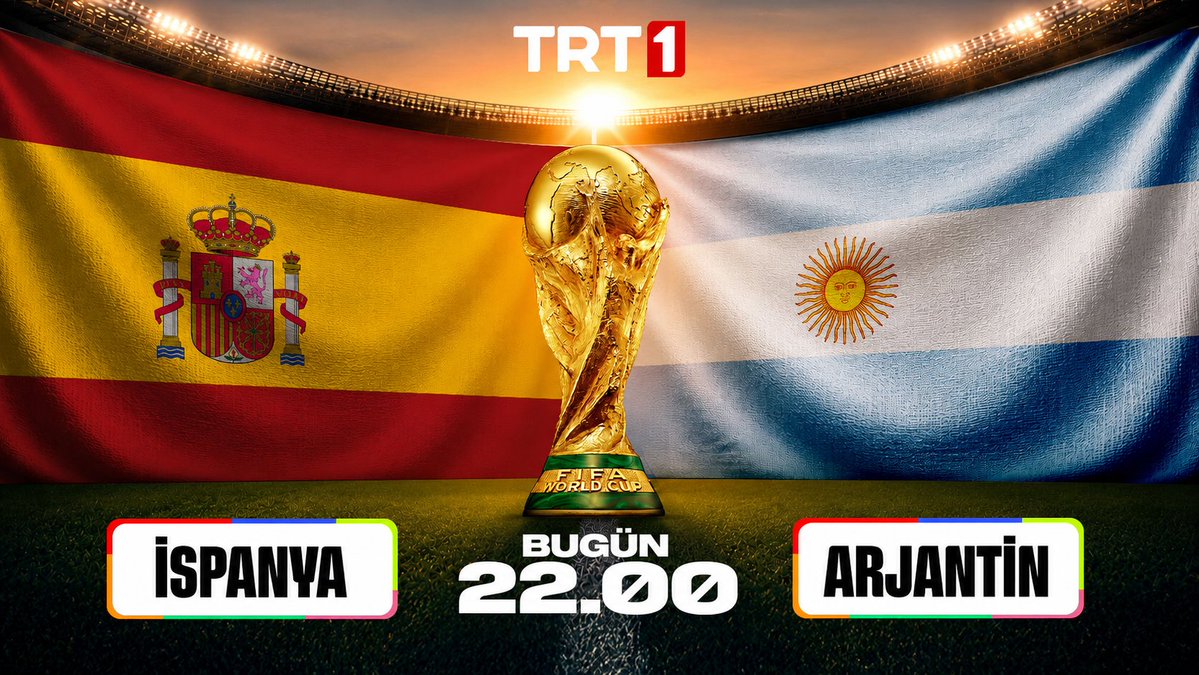 FIFA 2026 Dünya Kupası dev finali için geri sayım başladı! 🏆 Futbolseverlerin merakla beklediği İspanya-Arjantin "Final Maçı", bugün saat 22.00'de TRT 1, tabii ve TRT Radyo 1'de. Büyük heyecan #Vestel televizyonlarında Vestel | #işbirliği