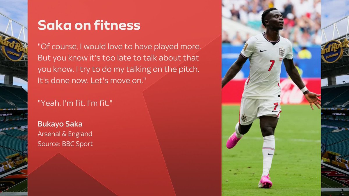In an interview with BBC Sport, Bukayo Saka says he's "fit and would love to have played more" after not coming on against Argentina 💬