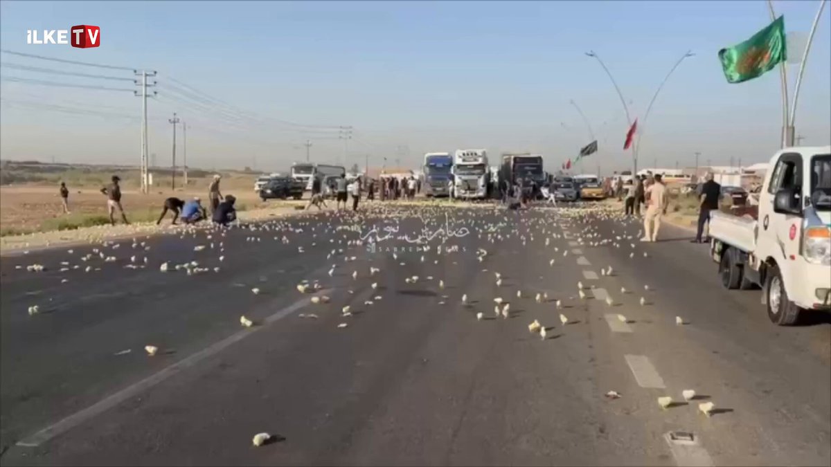 Irak'ta Bağdat-Kerkük ana yolunda sıra dışı anlar yaşandı Yola bırakılan yüzlerce civciv nedeniyle sürücüler ilerlemekte güçlük çekti, trafik bir süre kontrollü olarak sağlandı
