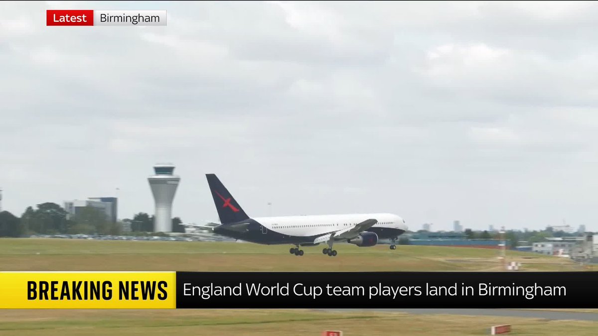 BREAKING: Watch the moment England's team plane lands in Birmingham Live updates: 📺 Sky 501, Virgin 602, Freeview 233 and YouTube