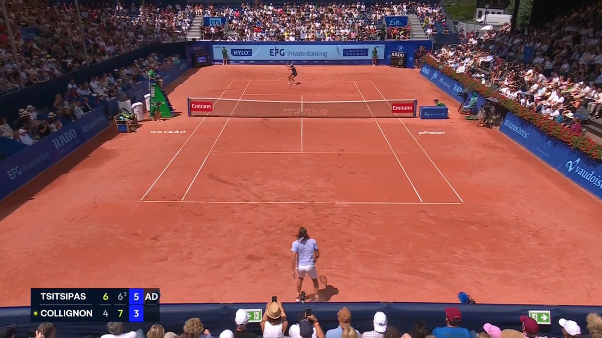He's done it again 👏 Stefanos Tsitsipas beats Raphael Collignon 6-4, 6-7(3), 6-3 to win his first title since Dubai 2025 📈 Congratulations, Stefanos 🩵 #SwissOpenGstaad