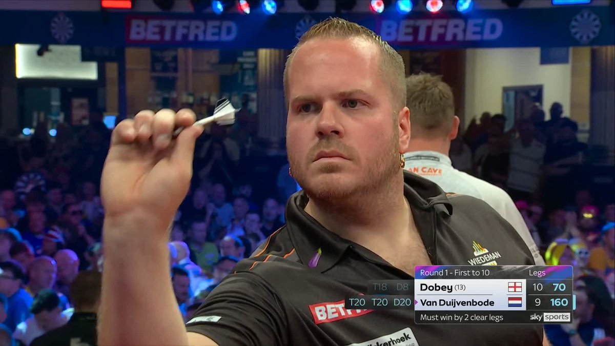 DIRK STAYS IN IT! One match dart comes and goes for Chris Dobey! Dirk van Duijvenbode survives as this dramatic contest continues! 📺 #MatchplayDarts