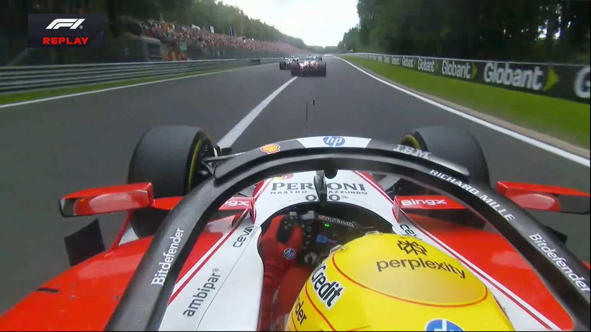 Here's Lewis' view of the contact with George on the opening lap 👀 #F1 #BelgianGP