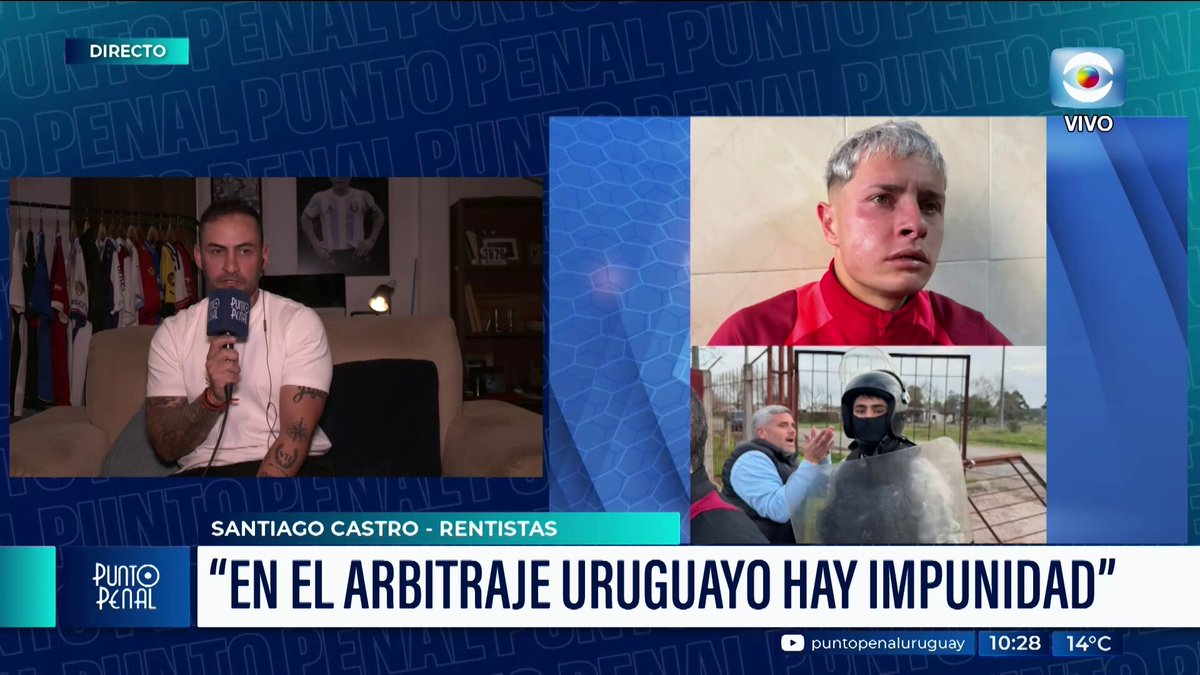 “No se puede jugar más con estos árbitros” 🙋‍♂️ Santiago Castro, director deportivo de Rentistas, en #PuntoPenalEnEl10