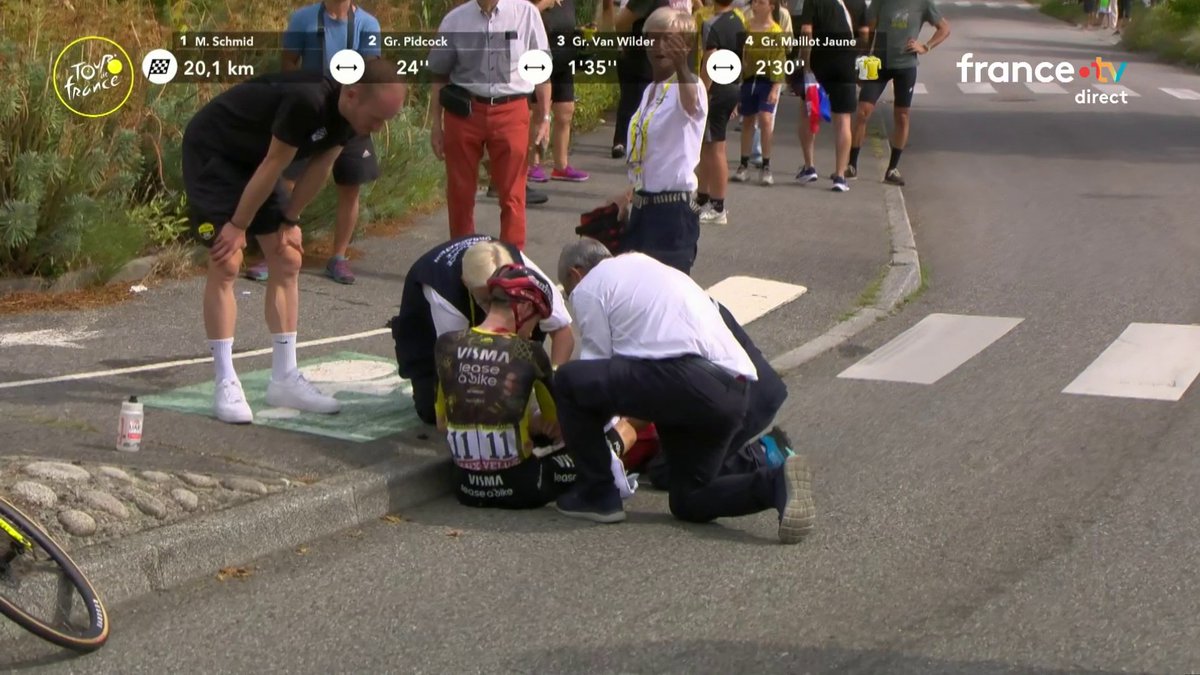 TOUR DE FRANCE : Stupeur dans le peloton. Jonas Vingegaard, deuxième du classement général et double vainqueur du Tour, abandonne la Grande Boucle après une violente chute à la 15ᵉ étape.