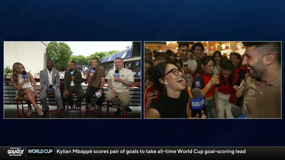 The Spanish vibes are SO high ahead of the World Cup final 🇪🇸🔥 Claudia Pagán and Marco Messina catch up with some hyped up Spanish fans in New York 💃