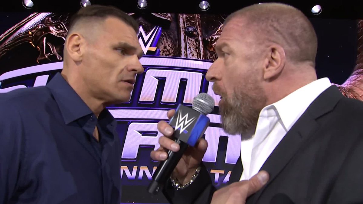 It's already chaos to start the Kickoff Show! 😱 Triple H is having to separate GUNTHER and Nick Aldis. 😳
