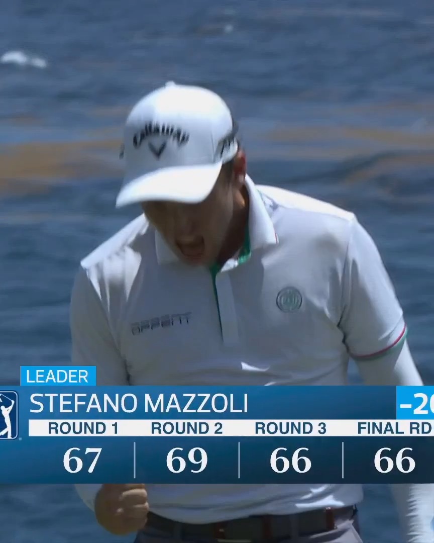 What a finish! Stefano Mazzoli slams in a final birdie for the solo lead coraleschamp. 📺 Golf Channel