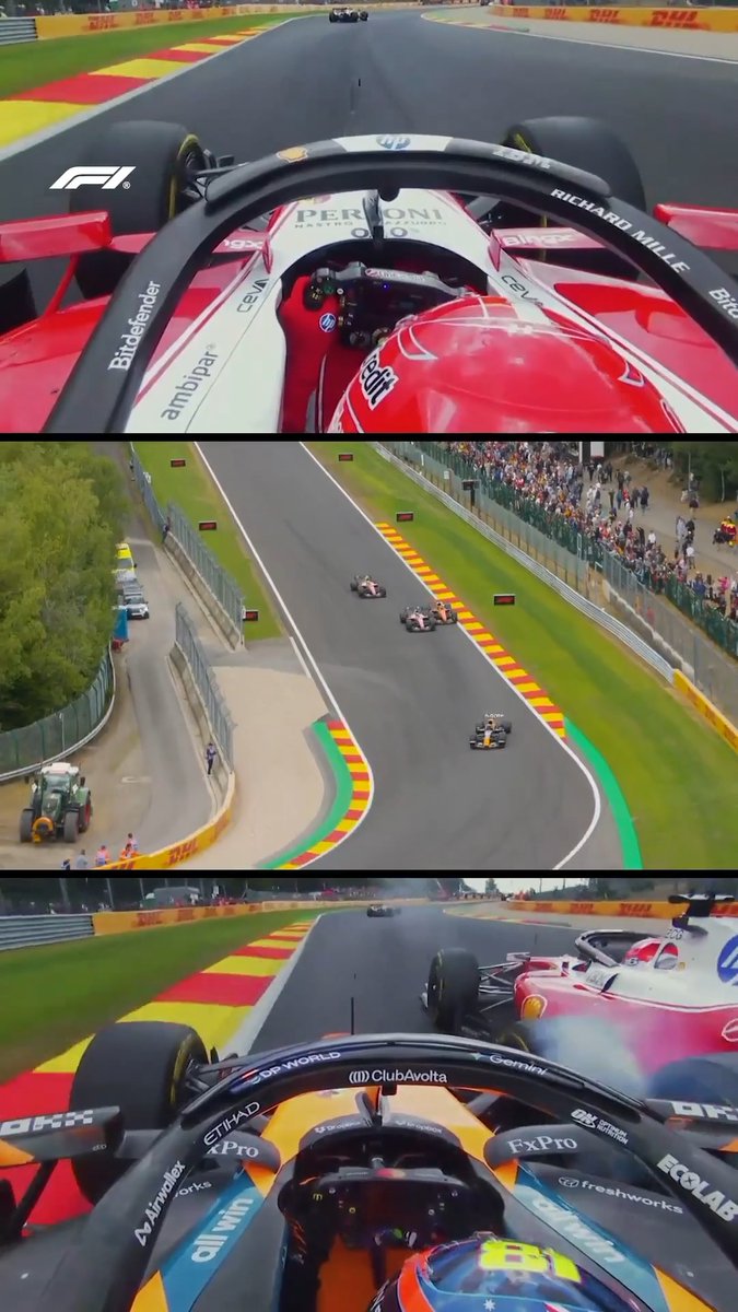 High-speed, high-stakes racing between Leclerc and Piastri 🤯 #F1 #BelgianGP