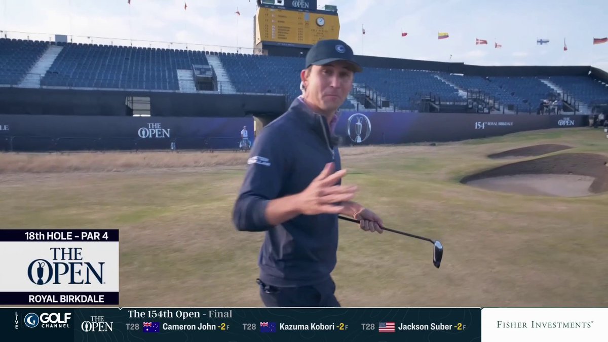 Firsthand look at 18, where Ryan Fox won his first major title 🔎🏆 Smylie Kaufman attempts the Open-winning birdie putt for his final major recreation of the year