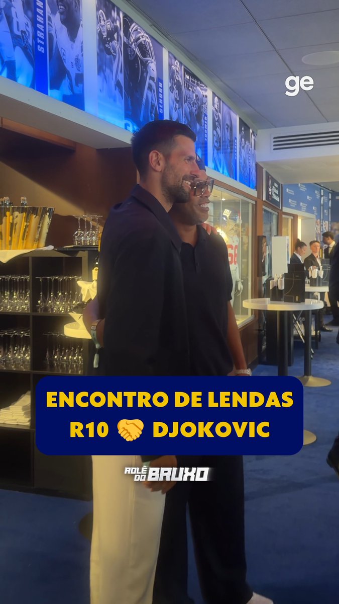 Ronaldinho Gaúcho 🤝 Novak Djokovic Final de Copa do Mundo é oportunidade pra grandes nomes do esporte se encontrarem ⚽🎾 #GloboNaCopa #ge2026 #rolêdobruxo #ronaldinho #djokovic