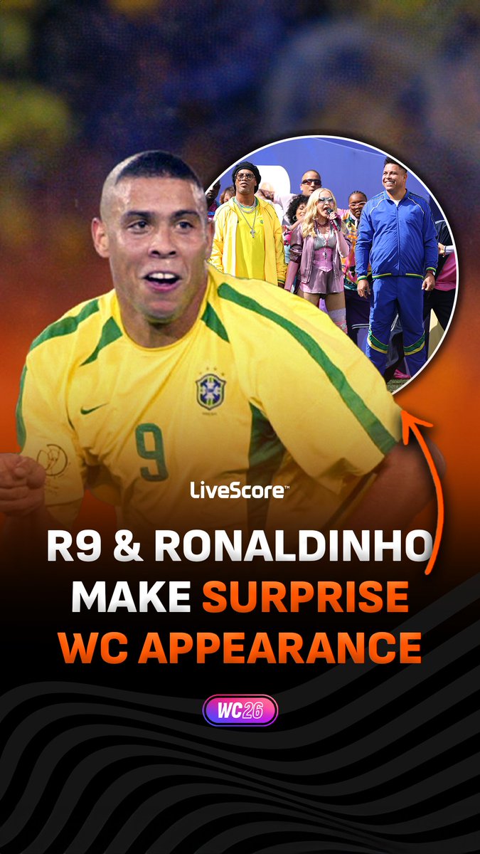 R9 and Ronaldinho bringing the aura to the World Cup half-time show 🤩🇧🇷