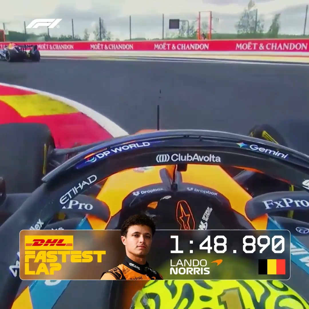 Speedy work from Lando Norris 👏 The McLaren driver collected his second DHL Fastest Lap of the season at Spa 👉 #F1 #BelgianGP DHL_Motorsports