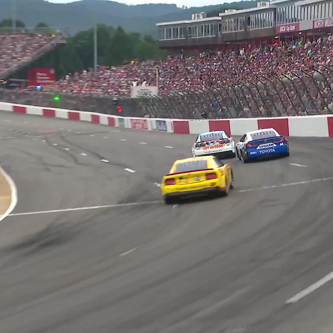 A thrilling battle for the top spot! Ty Gibbs edges past Shane van Gisbergen to win Stage 1!