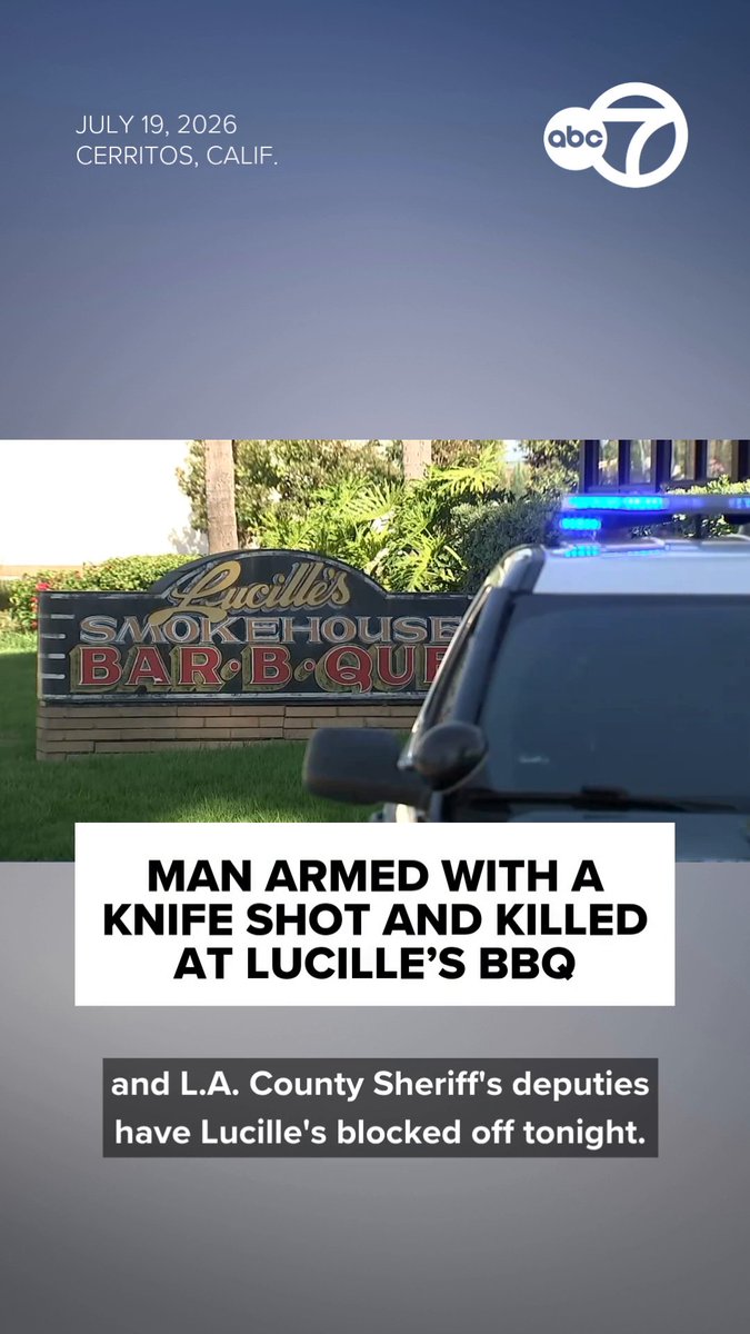 Eyewitness News spoke to a Lucille's employee who described a graphic scene, saying that what he saw was straight out of a horror film. Abigail Velez A Los Angeles County Sheriff's Department source told Eyewitness News that a person with a concealed carry permit shot and killed someone armed with a knife. The man reportedly stabbed himself before walking into the restaurant. Read more: