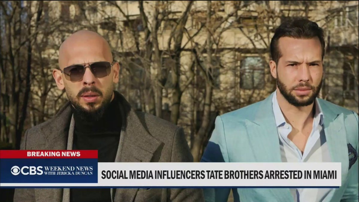 U.S. Marshals arrested social media influencers Andrew and Tristan Tate in Miami on Saturday due to recent developments in the U.K. Authorities there, who already had a case against the duo, say four more alleged victims of the brothers came forward with accusations including rape, sex trafficking, assault and child pornography. CBS News’ Cristian Benavides reports.