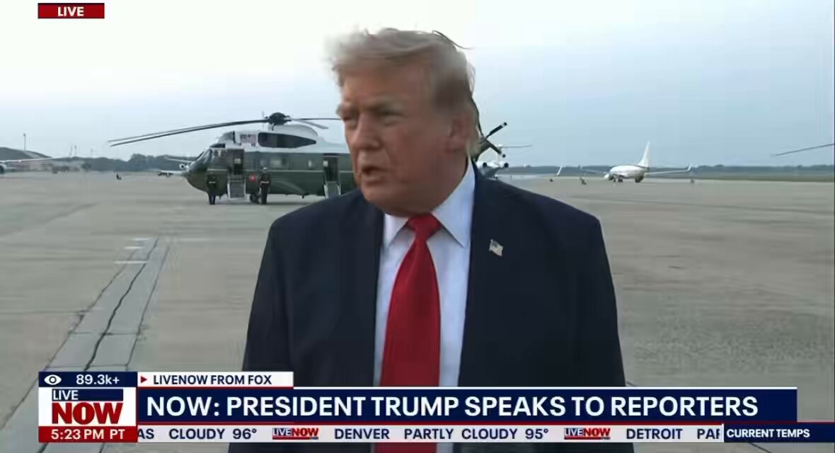 Trump gets asked if he spoke to Carney about the wildfires. He said he did. He told Carney we gotta stop the fires up there &amp; if the US could help them, they’ll help them.