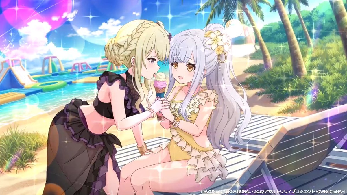 【🌊「リリチャレ!!～なつみず☆バトル～」新★5メモリア紹介🌊】 『夏に華やぐ』(1/2) #今叶星 のコスト28、妨害のレジェンダリーメモリア✨ #ラスバレ #アサルトリリィ