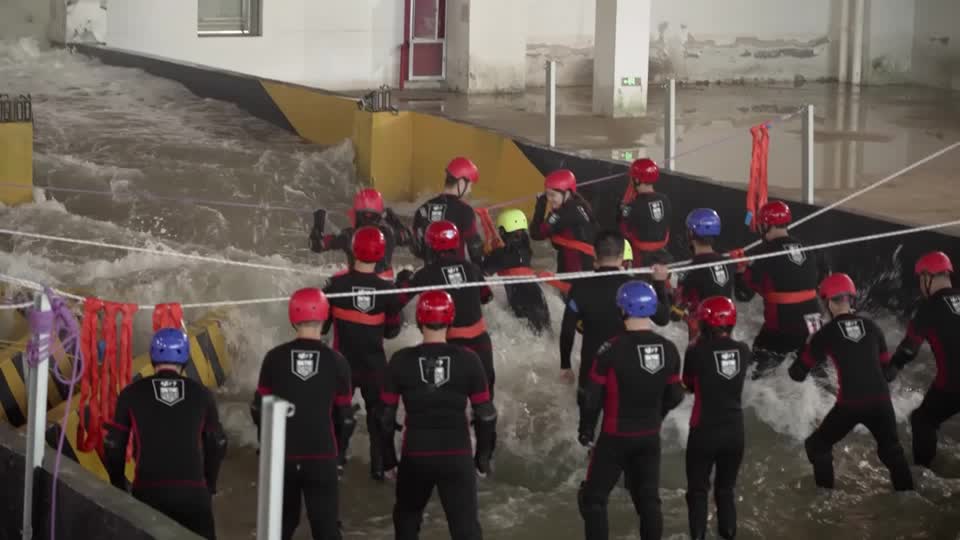 A disaster training center in Hangzhou offers typhoon and flood simulations to help participants prepare for increasingly frequent extreme weather events in China