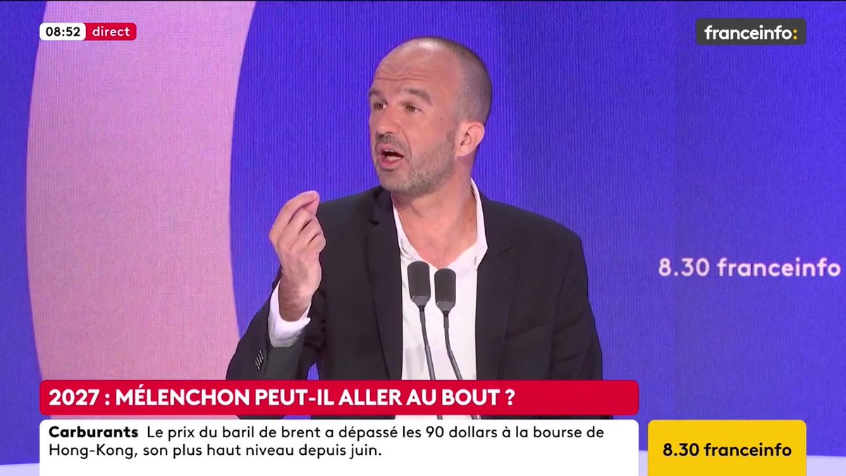 🔴 2027 : Mélenchon peut-il aller au bout ? ➡️ "Quel que soit son candidat, le Rassemblement national est notre adversaire, et que ce soit Madame Le Pen ou Monsieur Bardella, nous avons bien l'intention de les battre tous les deux", dit Manuel Bompard.